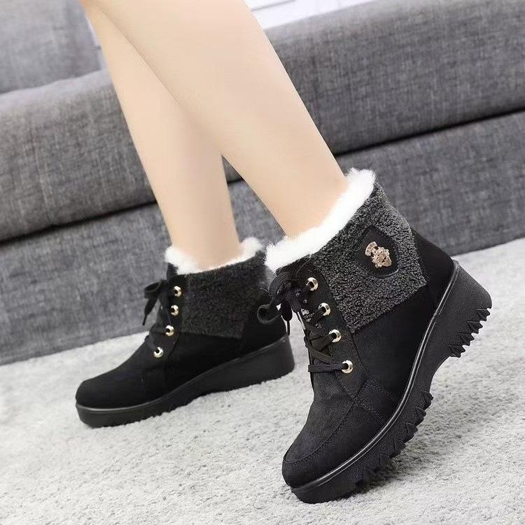 Botki typu Martin damskie zimowe aksamitne ocieplane damskie buty bawełniane antypoślizgowe ciepłe śniegowce dla kobiet w średnim i starszym wieku w dużych rozmiarach buty dla mamy