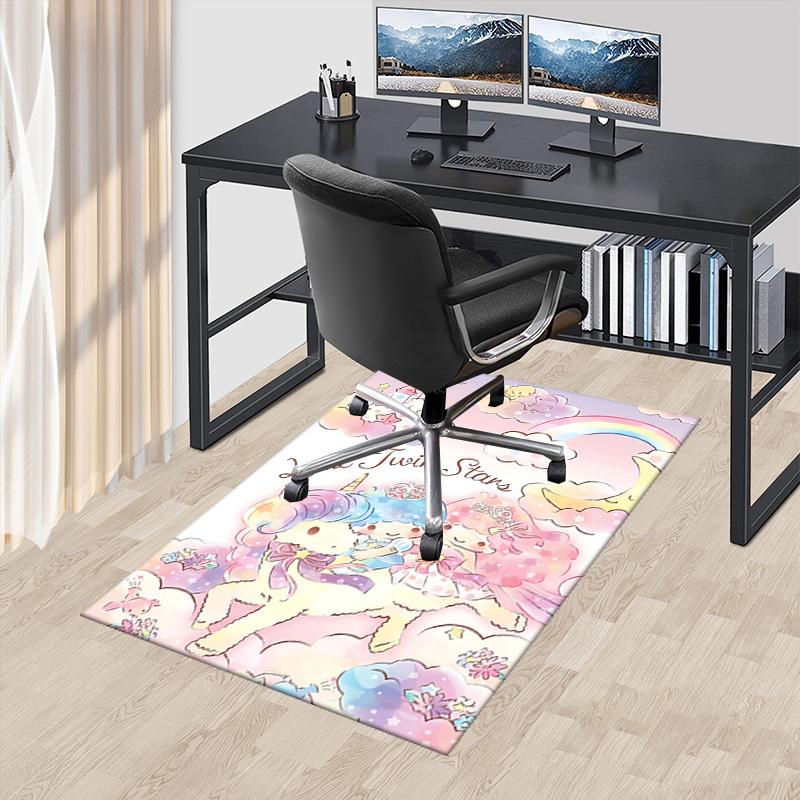 

Little Twin Stars Anime Cartoon Design Chair Mat Non-Slip Carpet for Office Home Decoration Living Room Bedroom Game Room Dormitory.E011 60cm by 90cm
