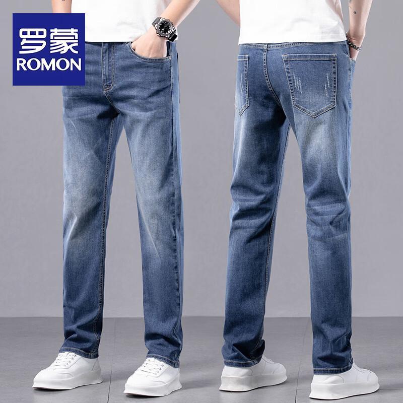 ROMON Men s Slim Straight Stretch Jeans 30