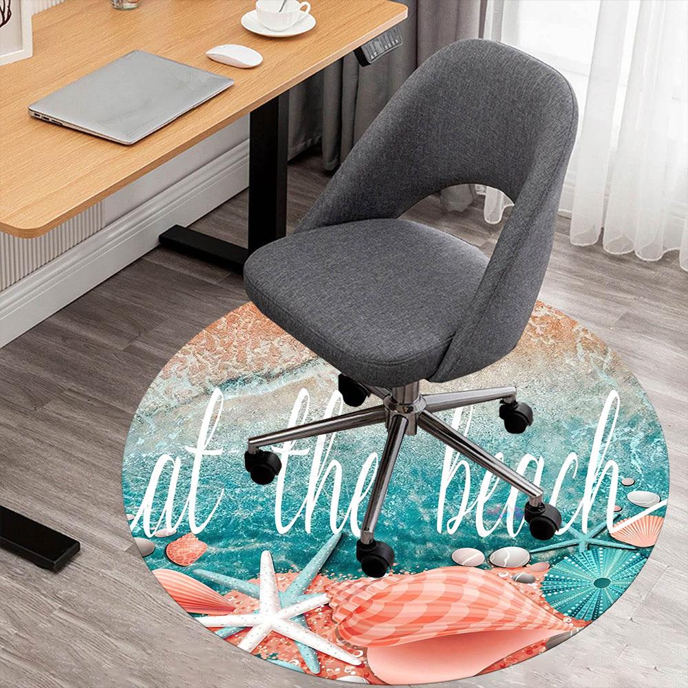 

1PC beach starfish Office Round Area Rug, Under Office Chairs Bedroom Living Room Home Decor,Carpet for Office, -1110249 80cm by 80cm