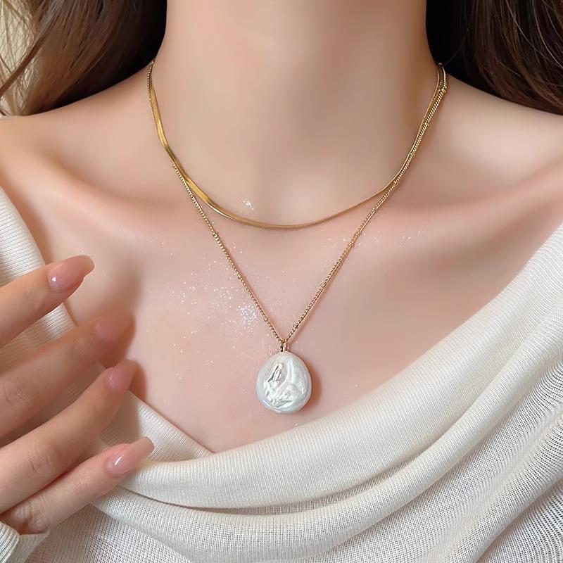 Новое поступление Модный 100% Натуральный Пресноводный Жемчуг 14K Позолоченный Женский Змеиный Цепочки Ожерелье Для Женщин Никогда Не Тускнеет
