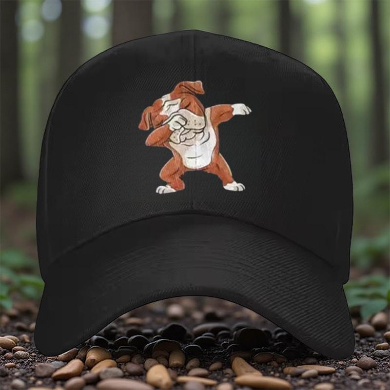 Dabbing Bulldog Dog Baseball Cap Cute Animal Print Adjustable Outdoor Sports Hat