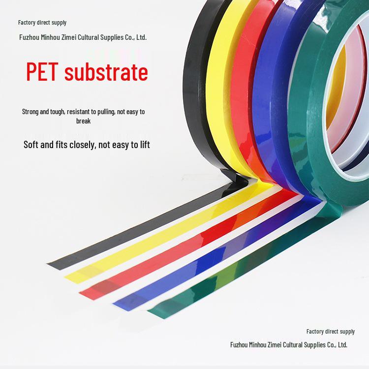 Multicolor 5-Pack High Temp Resistant, Residue-Free PET Floor Tape - Waterproof, Non-Marking Partitioning in Red, Yellow, Blue, Green, Black, White.