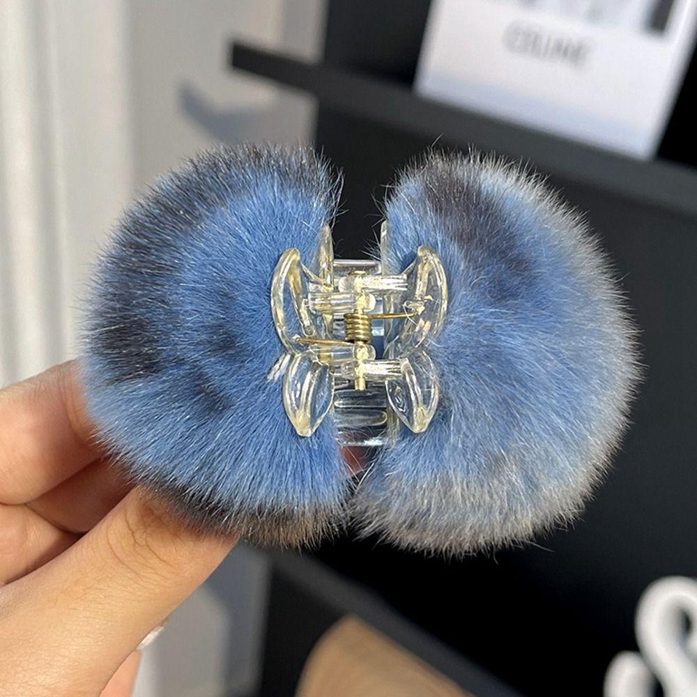 Cute little hairpin rex rabbit hair hair claw Korean autumn and winter cherry small hair clip plush hair accessories
