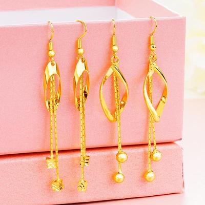 Orecchini a Goccia con Nappa di Sabbia Vietnamita Placcati Oro 24K per Donna