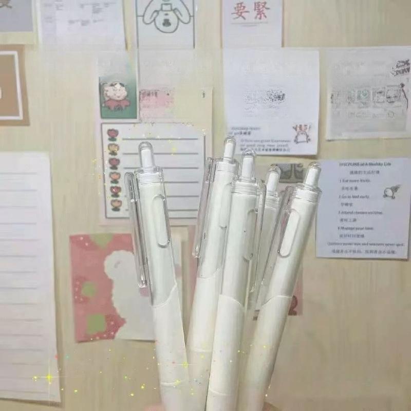 Office School Supplie Calabash Head Brush Question White High Value Student 0.5 Push Type Gel Pen Black Exam Carbon Kawai Lovely