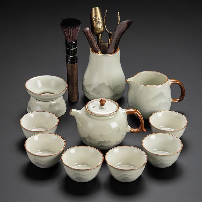 Qiwei Ru Kiln Ceramic Kung Fu Tea Set