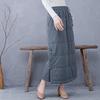 Autumn/Winter Navy Blue Quilted Cotton Midi Skirt - Plus Size, Slimming, Versatile, Chinese-Inspired, Intellectual Style