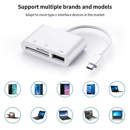 Card Reader Plug-And-Play High-Speed Transmission No Driver Required Compact Size Wide Compatibility Data Transfer Type-C Memory Card Reader Office