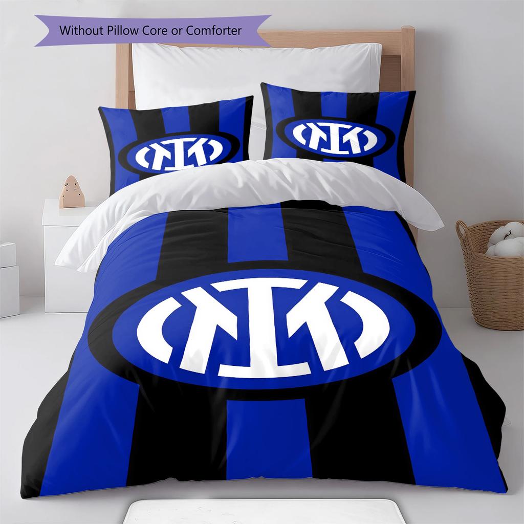 Inter Milan logo  Pattern Bedding Quilt Set Quilt Cover Pillowcase Home Decoration Birthday Gift (1 * duvet cover + 2 * pillowcase, without core)