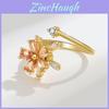 Adjustable Copper Flower Ring With Electroplated Finish And Stressrelief Design For Women