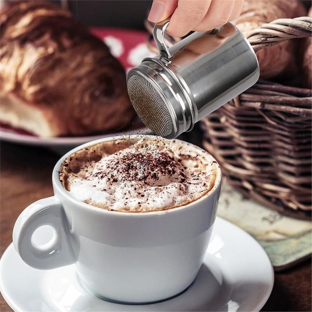 2pcs Powdered Sugar Shaker Duster with Handle Shaker Powder Sprinkler for Coffee Bar Fine Mesh Dredge