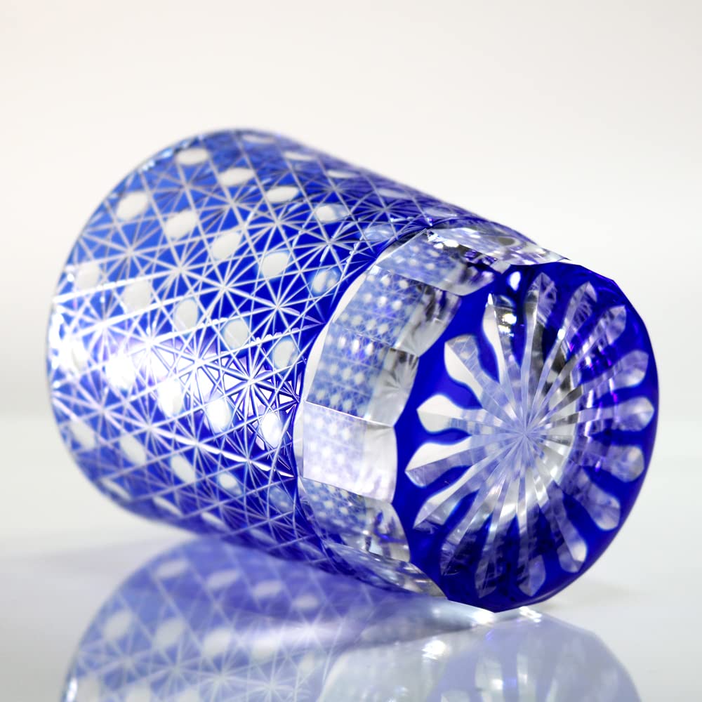 GREEM MARKET Wooden box included Crafts Glasswork Kiriko Glass Cup Shochu Glass Chrysanthemum connection pattern Kiriko glass Product GMS02236NW