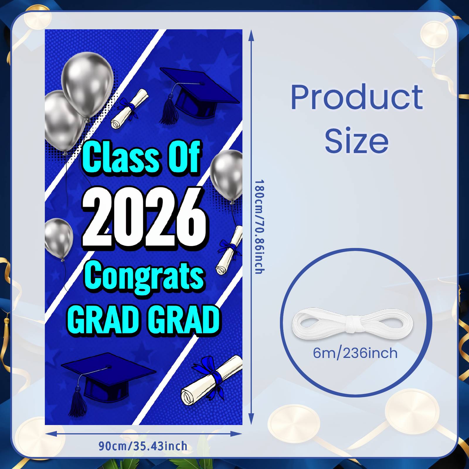 

Grad Milestone Banner Silver Balloons Grad Celebration Banner 2026 Grad Banner Lettering For Graduation Milestone Photo