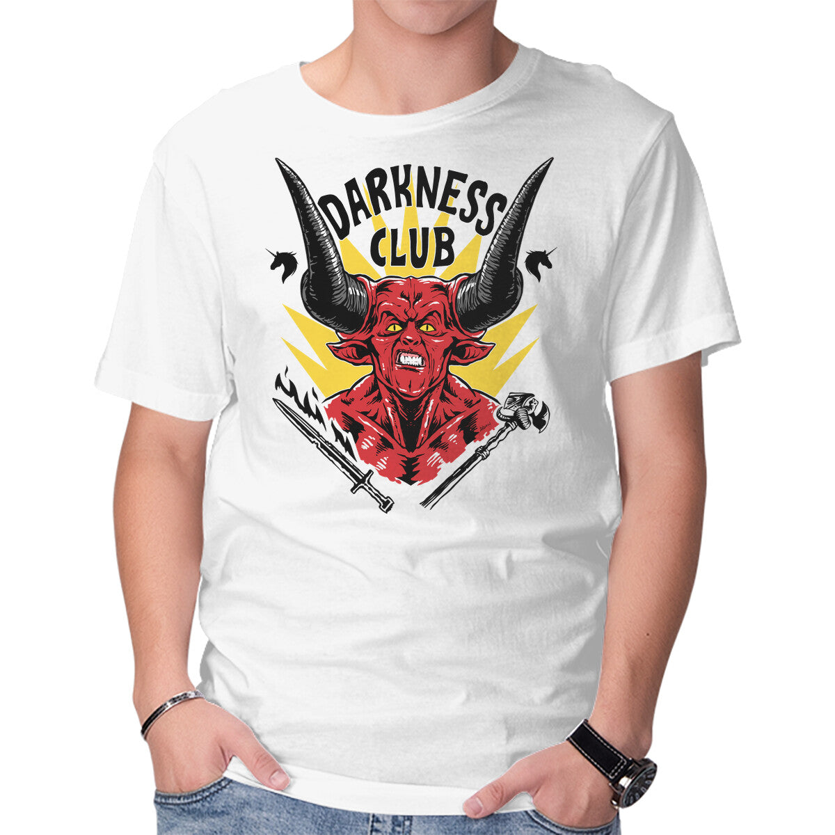 Unisex Crew Neck T-Shirt Darkness Club Graphic Short Sleeve Casual Tee XXXL