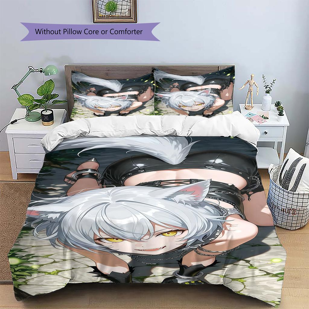 Anime Pattern Bedding Quilt Set Quilt Cover Pillowcase Home Decoration Birthday Gift (1 * Duvet Cover + 2 * Pillowcase, Without Core)