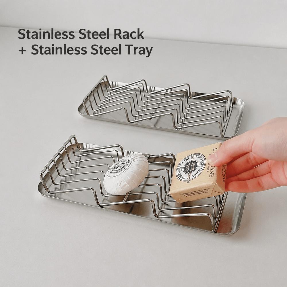 W-Type Soap Dish Stainless Steel Soap Tray Creative Soap Holder Household Supplies