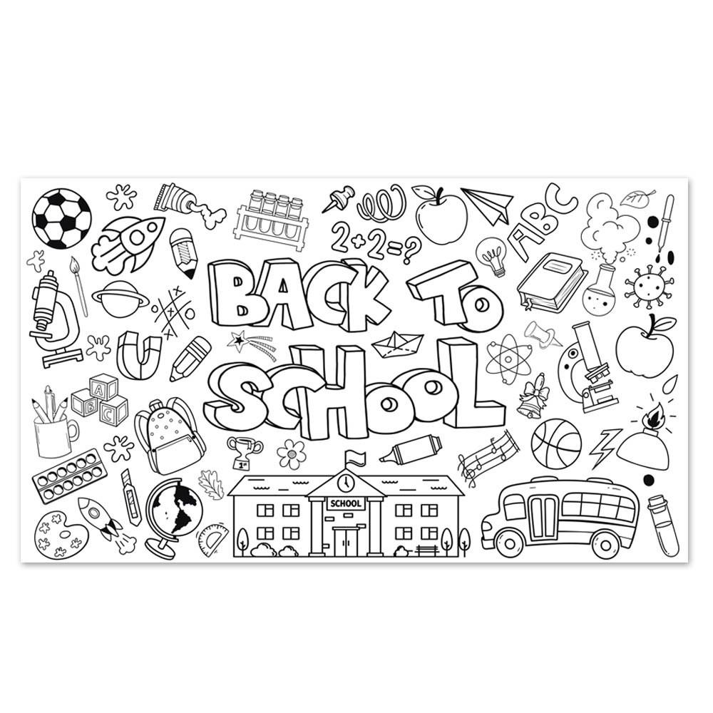 

Снова в школу Тематический Черно-белый Граффити Бумага Холст Для Декора Классной Комнаты