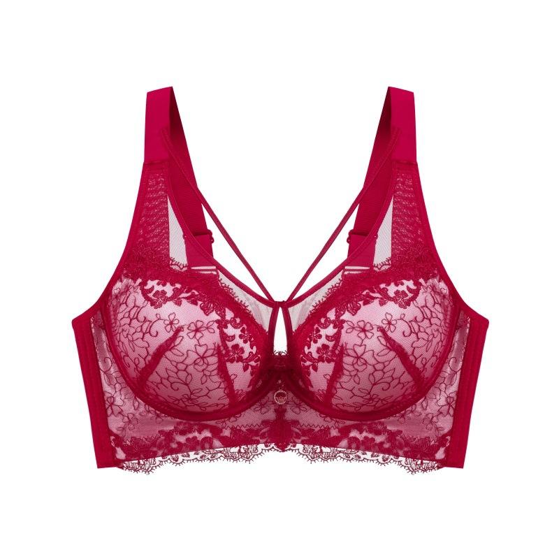 

Бесшовный бюстгальтер Женский тонкий и красивый бюстгальтер без косточек Собирающий бюстгальтер Сексуальный бюстгальтер Пуш-ап 44/100E вино красного