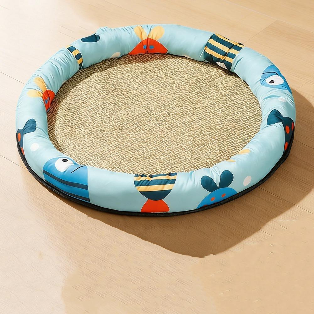 Wear Resistant Cat Cooling Mat Round Pet Cooling Nest Cute Pet Ice Mat  Four Seasons 13.78x13.78 in синий