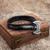 Norse Hatchet Leather Bracelets Men Vikings Axe Wristband Stainless Steel Raven Amulet Handmade Jewelry Self-defense