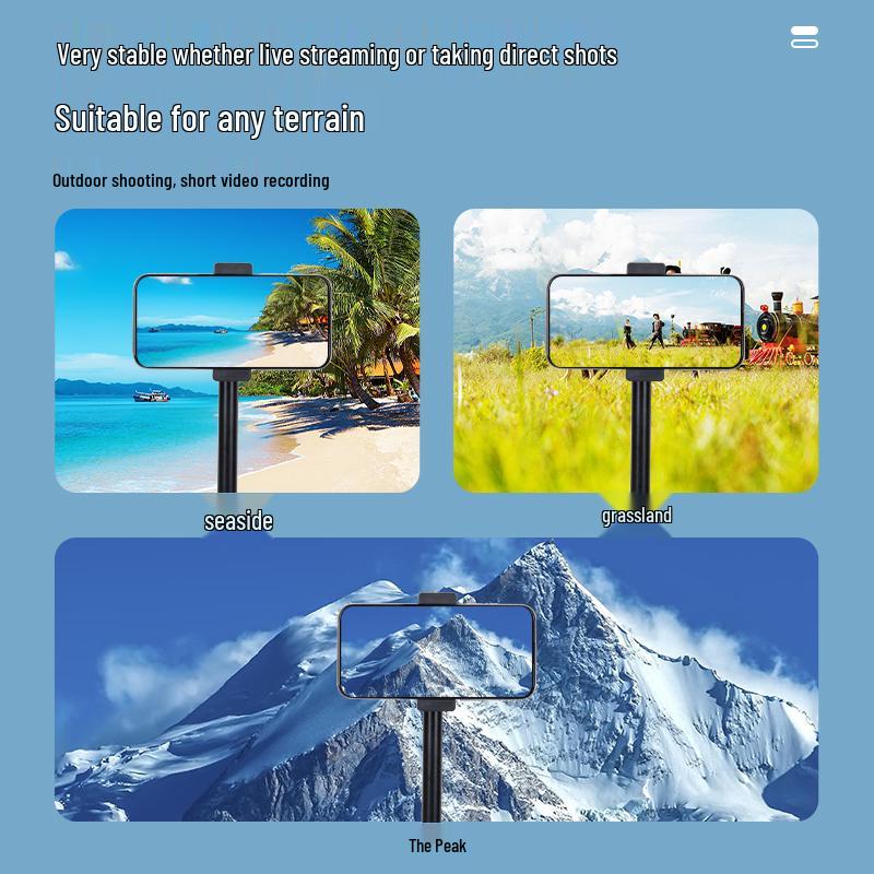Universal Portable Floor Stand for Mobile Live Broadcast with Tripod and Light - Stable and Adjustable for Art, Exams, and Online Classes