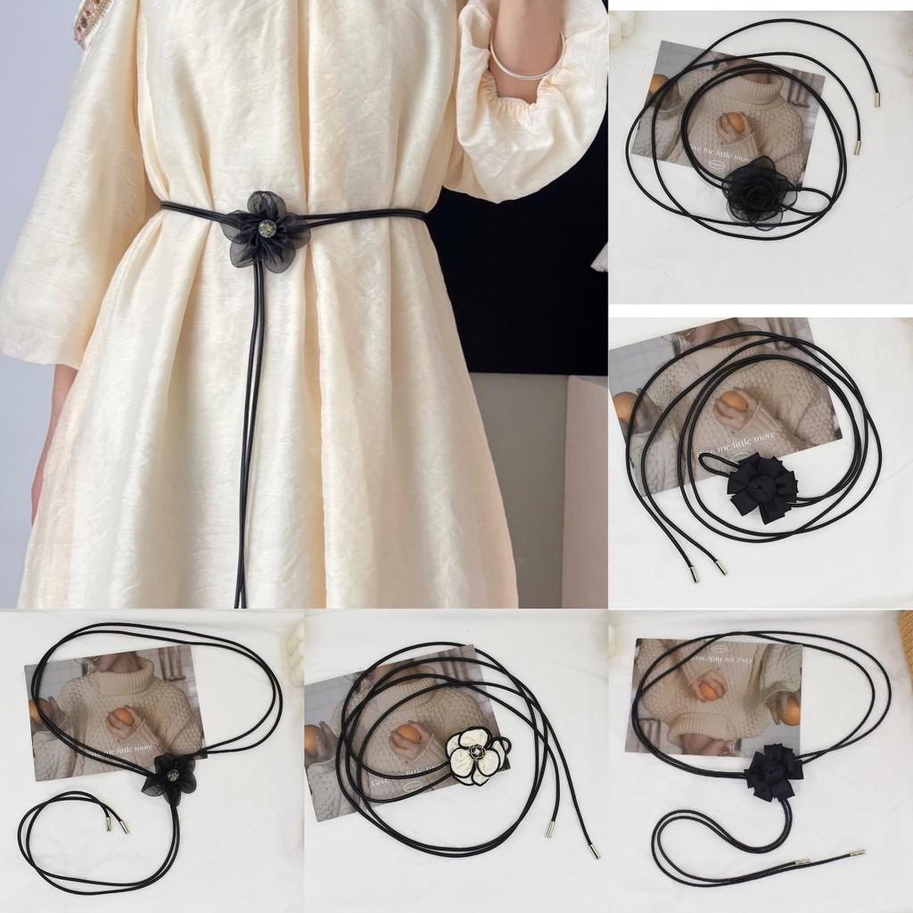 Thin Flower Fabric Waist Belt Women Decorative Dress Sub Accessory Soft Rope