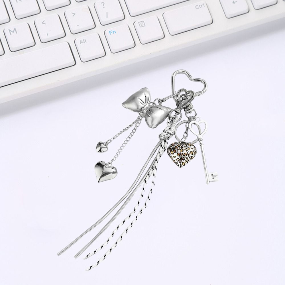 PU Heart-shaped Mobile Pendant Hand-Woven Single Button Tassel Keychain  Birthday Parties