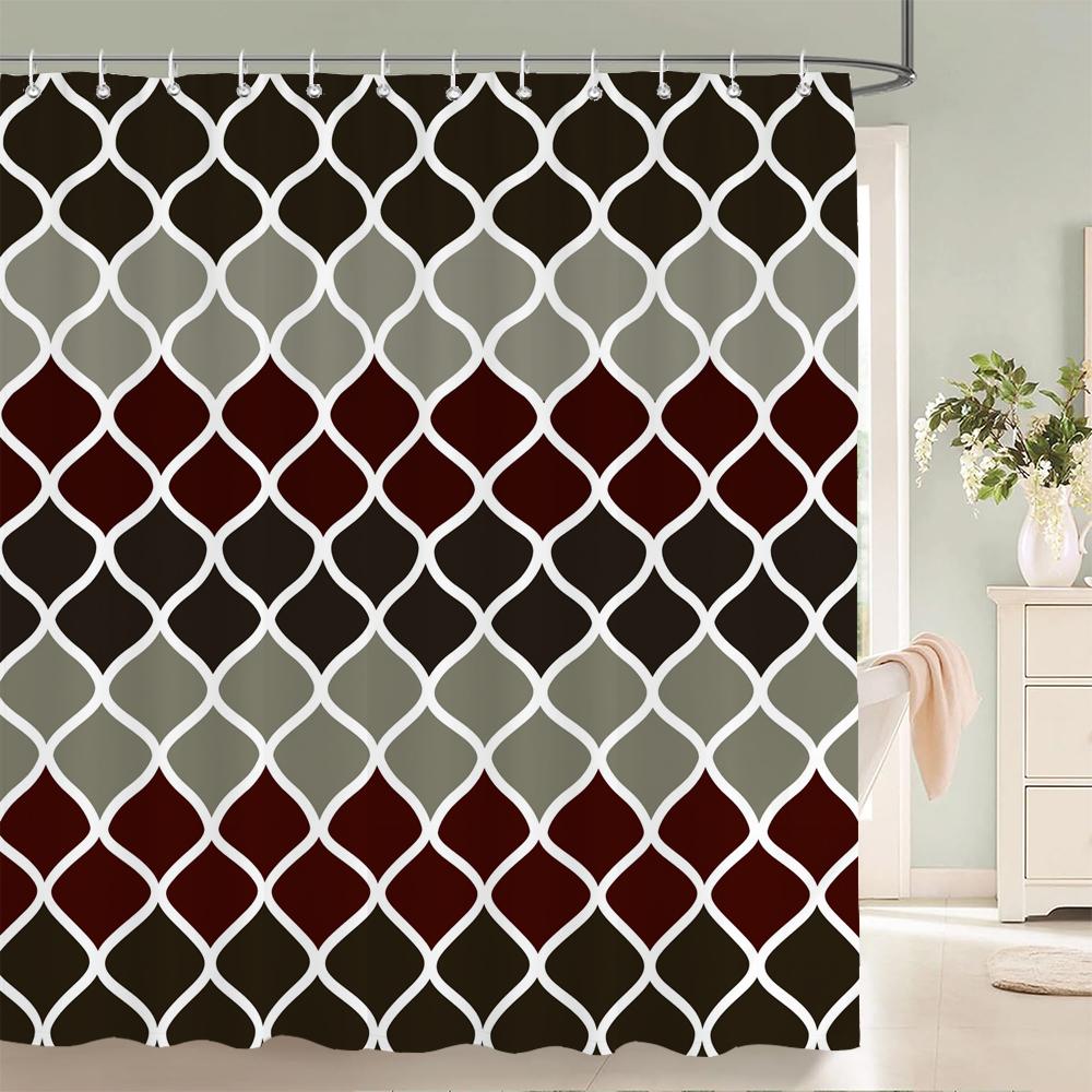 Stripe Shape Shower Curtains For Bathroom Simple Black White Multi-Color Wave Stripe Grid Pattern Waterproof Bathroom Curtains