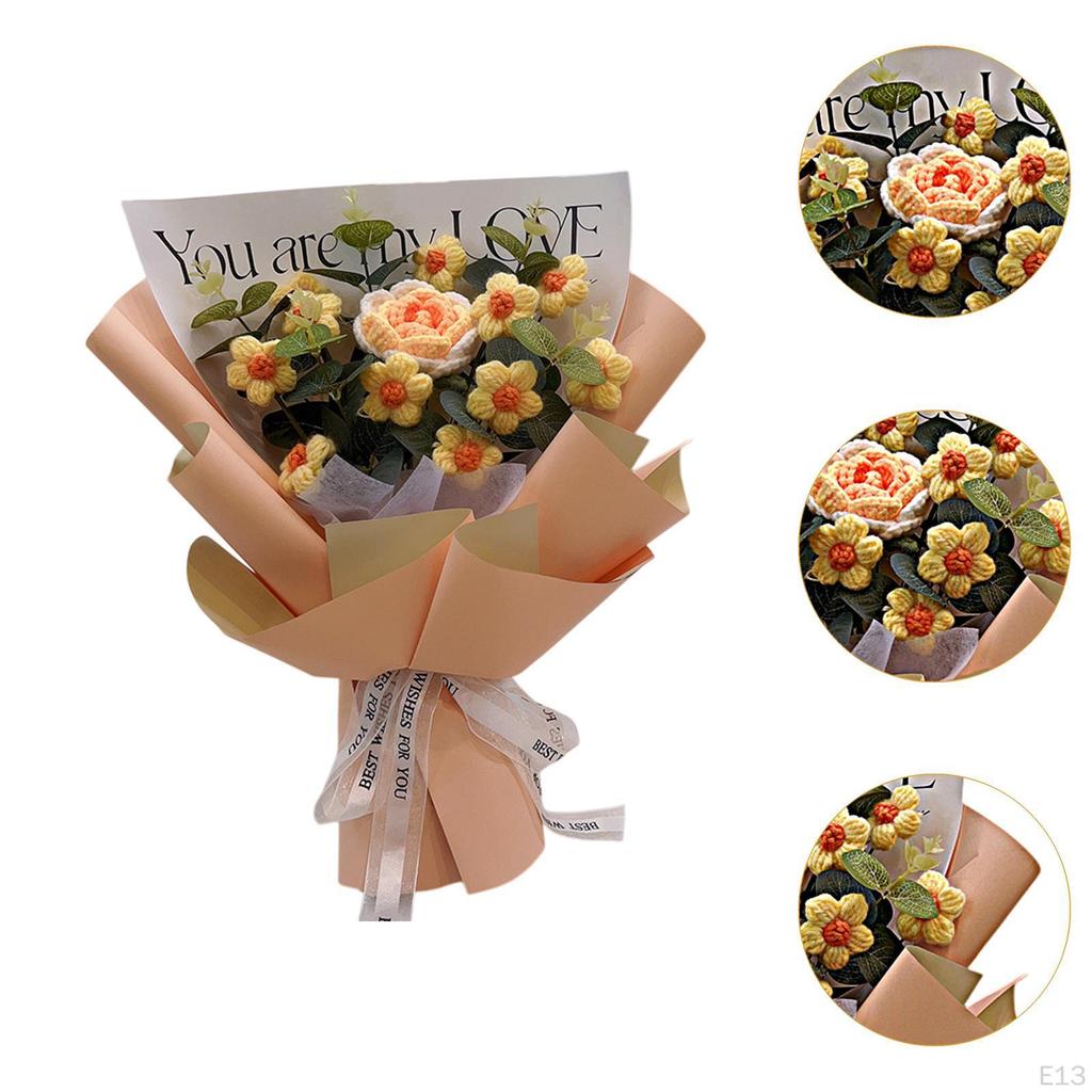 Artificial Flower Bouquet Crochet Design for Holiday Table Centerpiece Gift From Kids