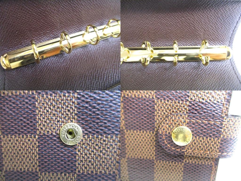Authentischer LOUIS VUITTON Damier Leder Dokumentenhalter Kleiner Ring Terminplaner Hülle #a957 Überholt