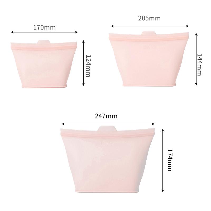 3Pcs Silicone Food Storage Bag Reusable Stand Up Zip Leakproof Containers Fresh Bag Food Storage Fresh Wrap Ziplock