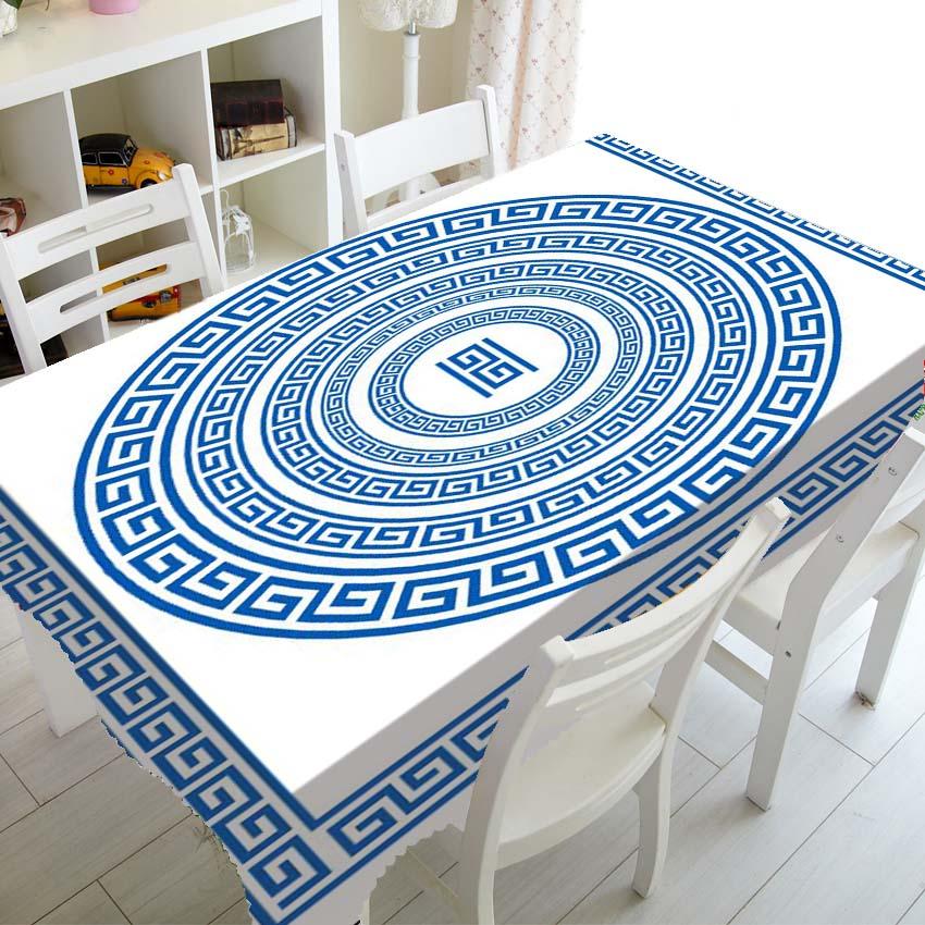 Tischdecke mit ovalem Muster in Schwarz und Weiß, für Zuhause, Esstisch, Couchtisch, Dekoration, Picknick, rechteckige, wasserdichte Tischdecke