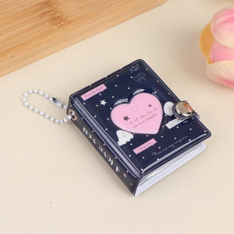Mini Cute Heart Photocard Album 32 Pockets Portable Clear Kpop Card Holder for Idol Collectibles Travel Souvenir Gift