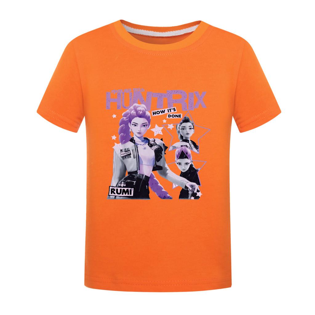

5105 Детская повседневная хлопковая футболка с короткими рукавами с принтом Руми Мира Зои для девочек и мальчиков 170cm оранжевый