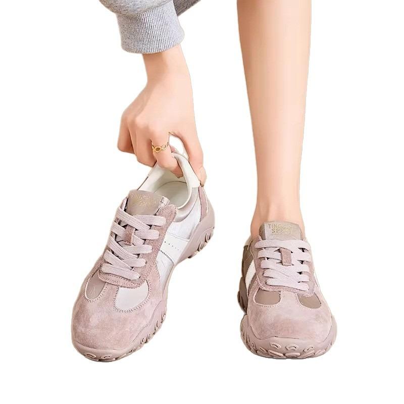 Leather women's spring, summer and autumn new fashion thick-soled heightening casual breathable little white shoes