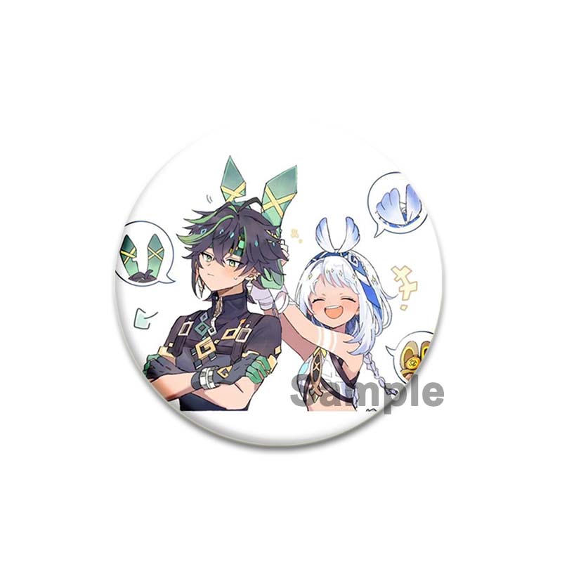 Anime Game Genshin Impact Mualani Soft Button Pins Character Kinich X Mualani Fanart Brooch Handmade Badge Fans Collection Gifts