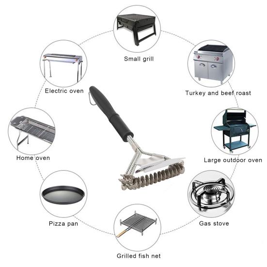 Grill Brush Bristle Free 16.4" Stainless Steel Grill Brush for Outdoor Grill Cleaning Heat-Resistant BBQ Brush with Scraper Grilling Accessories Gifts