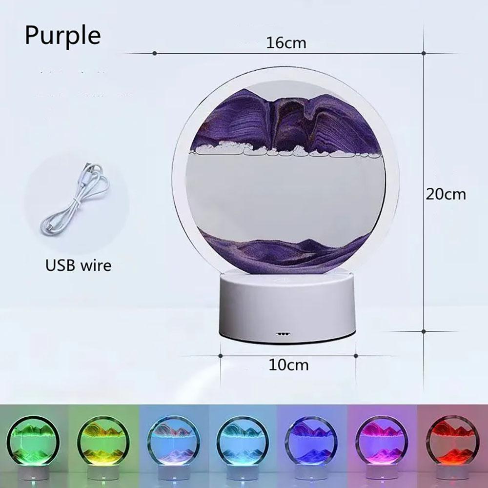 3D Treibsandlampe Atmosphärenlicht Ornament Kreatives Geschenk Sanduhr USB Nachtlampe Tischlampe Büro Firma Schlafzimmer Dekoration