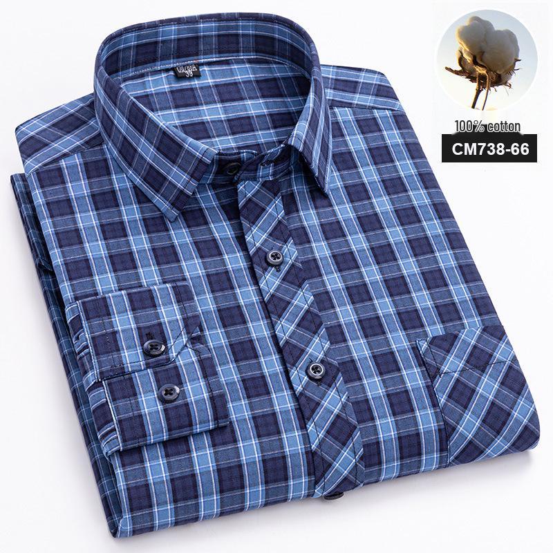 Men's 100% Cotton Plaid Long Sleeve Shirt - Casual Spring/Summer Style