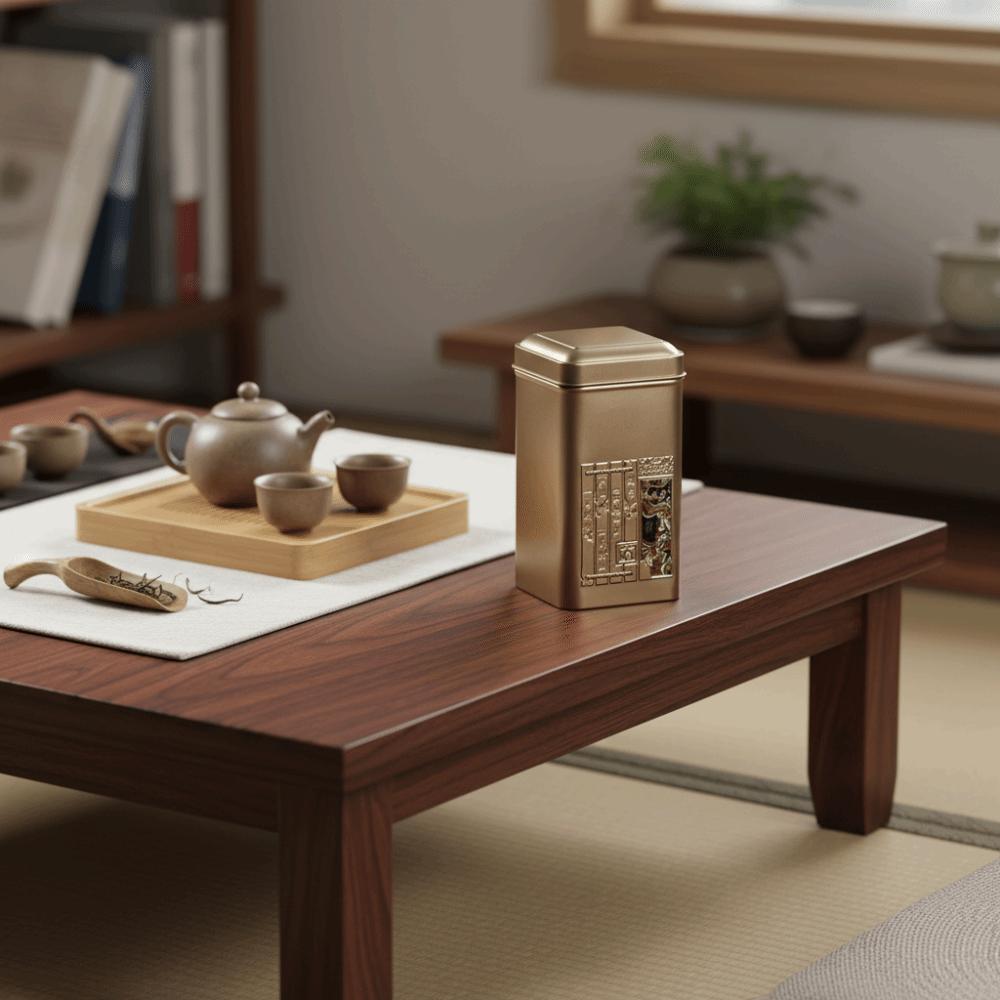 Square Tea Sealed Jar Retro Tinplate Container Teaware Empty Cans  Food Storage