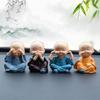 Little Monk Car Dashboard Figurine, Resin Sculpture Chinese Characteristic Ornaments Cute Home Room Office Decoration Suit