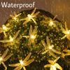 50LED Solar Dragonfly String Lights with 8 Modes Outdoor Garden Fairy Lights Waterproof Solar Powered for Patio Yard Christmas Decor