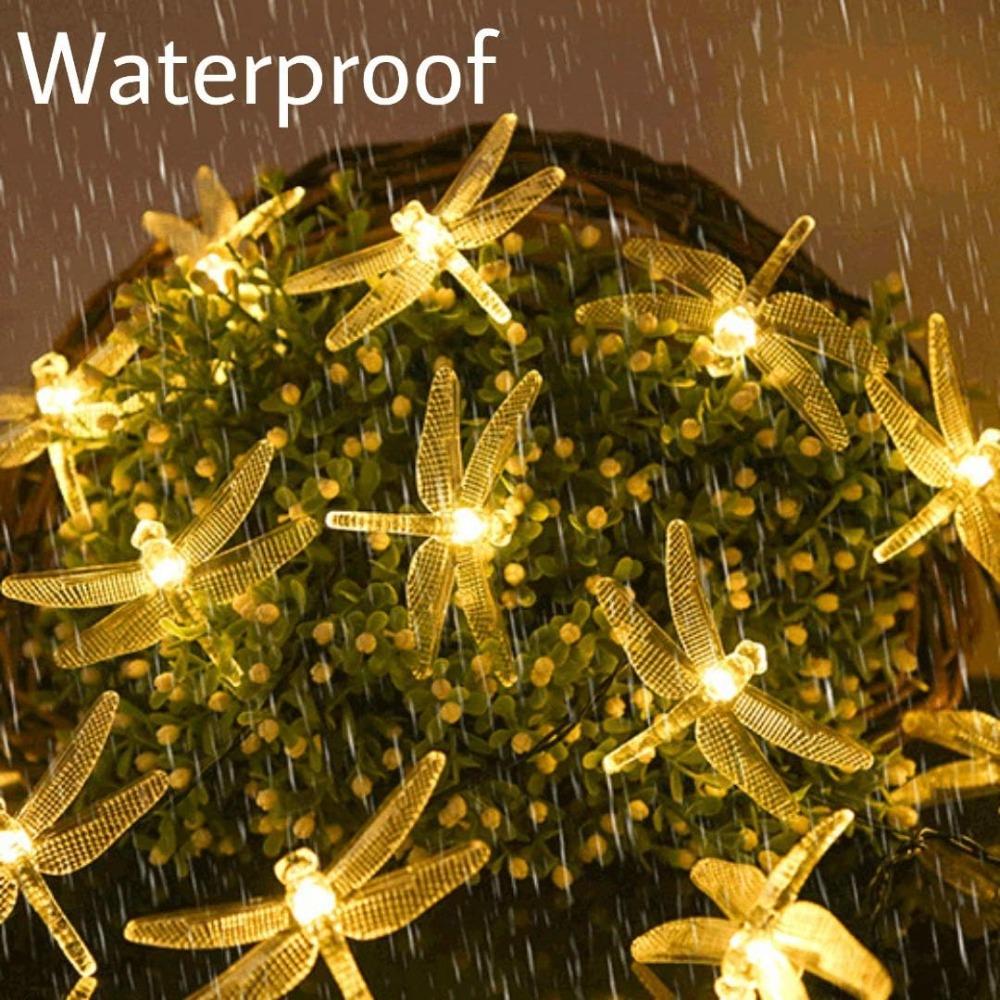 50LED Solar Dragonfly String Lights with 8 Modes Outdoor Garden Fairy Lights Waterproof Solar Powered for Patio Yard Christmas Decor