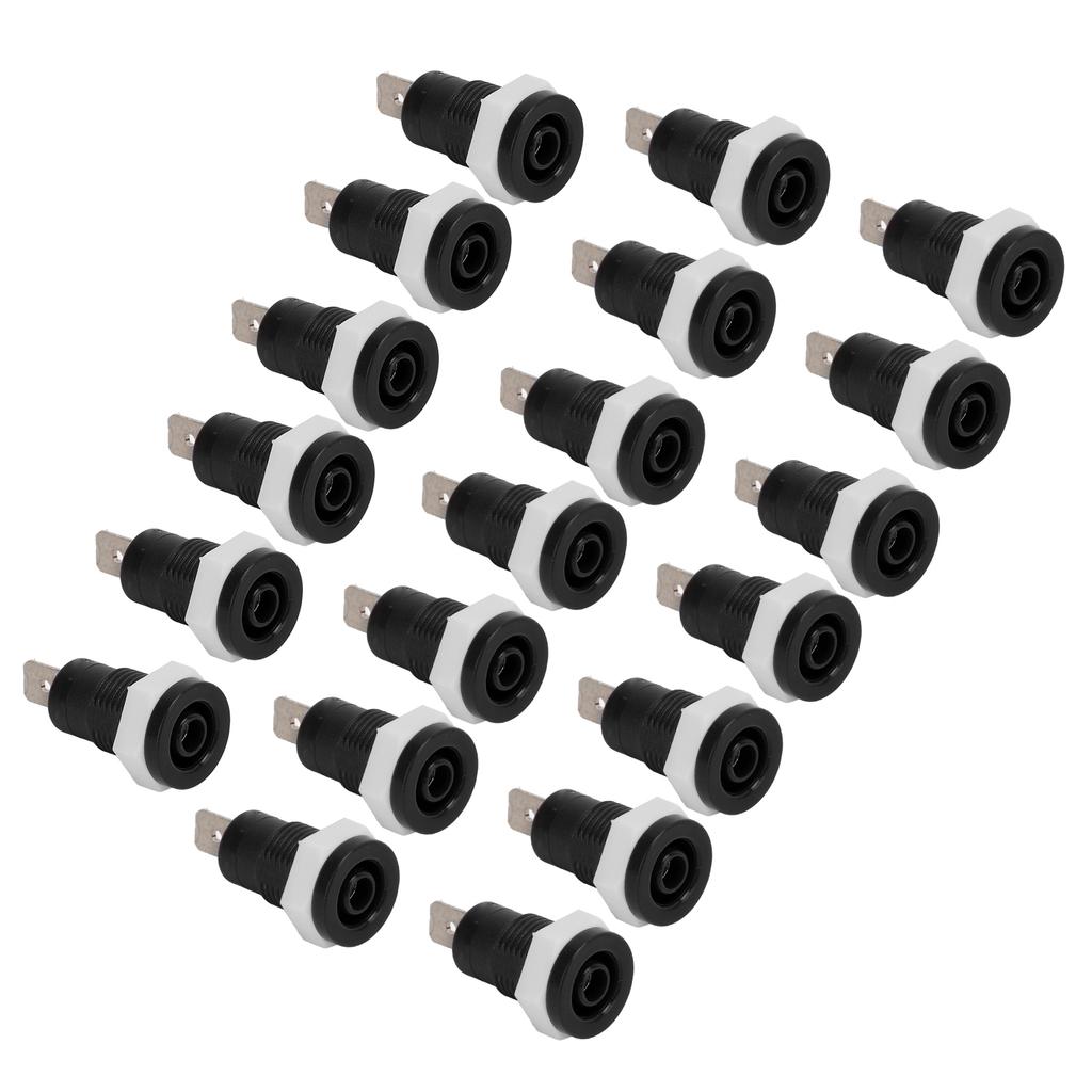 20Pcs Set Banana Socket Female Connector 4mm 0.16in Brass Terminal Stable Current for Ships RVs TrucksBlack