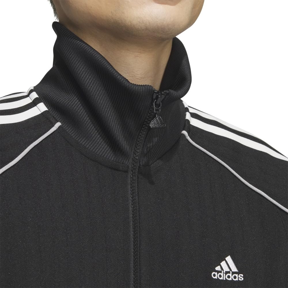 Adidas Jersey Top Byd3s Loose Fit Jacquard Knit Track Top KWX93 Black Men's (JG8578) J/XL