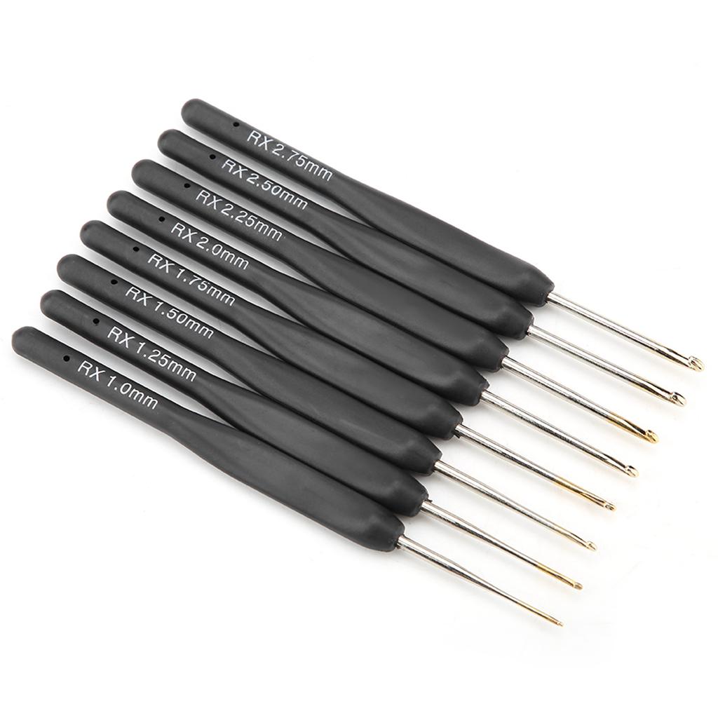 Black Soft Handle Crochet Hooks Aluminum Hook Set Knitting Weave DIY Craft Needles Small Size