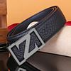Men's Z Letter Business Casual Buffalo Leather Belt with Stainless Steel Buckle