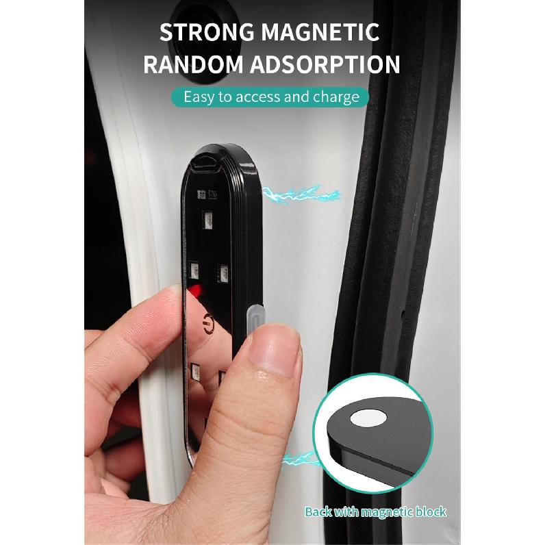 4PCS Magnetic Led Interior Car Wireless Adhesive LED Light Neon Car Door Lights LED Welcome Light Anti-collision Strobe Lights