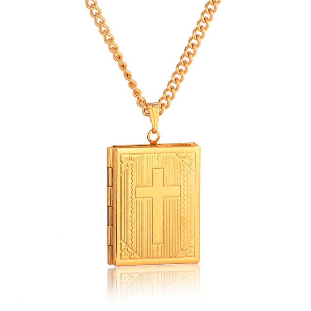 Charms Gifts Pendant Pciture Frame Women Cross Bible Box Necklace Clothing Accessories Jewelry Chains